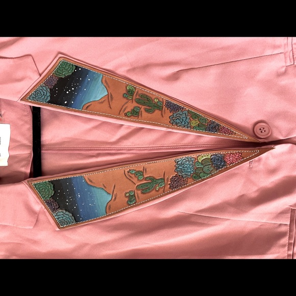 🌵Western 🌵 Custom Pink Cactus Tooled Leather Blazer- Medium - Picture 2 of 7